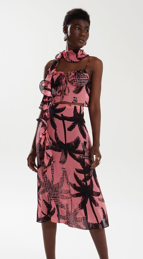 Blusa Iódice Decote Coração Alça Amarração Frente Pink
