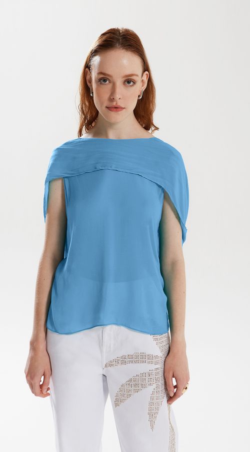 Regata Iódice Gola Com Sóbreposicao Azul