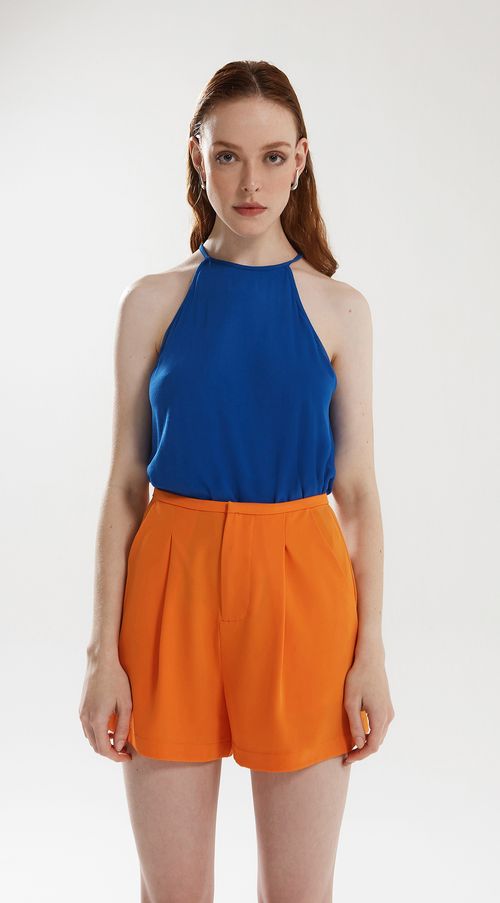 Shorts Iódice Linha A Com Pregas Laranja