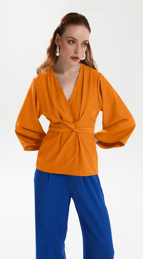 Kimono Iódice Curto Com Amarração Laranja