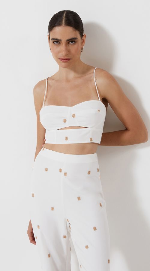 Top Iódice Cropped Alça Com Recorte Off White