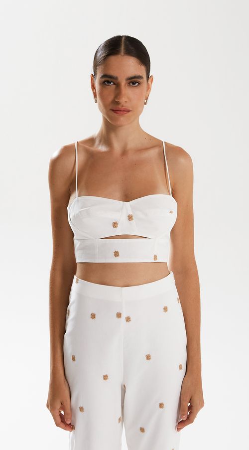 Top Iódice Cropped Alça Com Recorte Off White