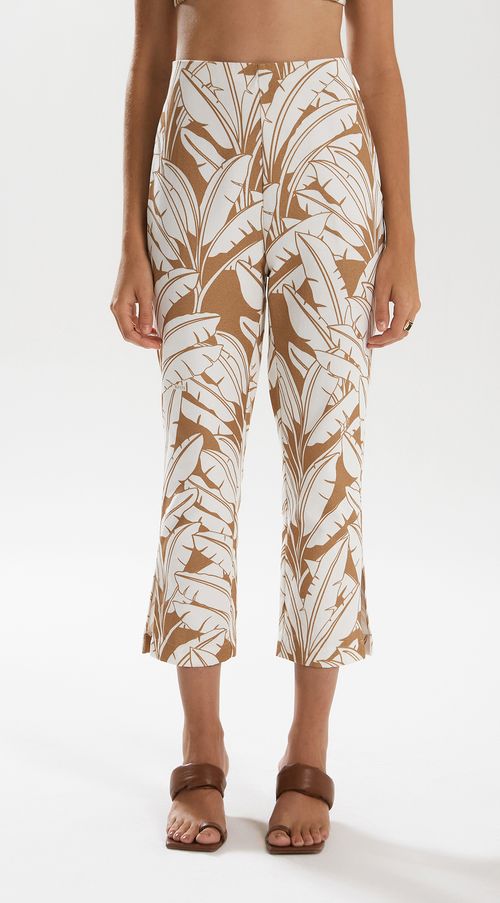 Calca Iódice Slim Cós Alto Com Pence Marrom