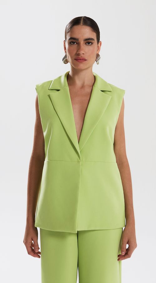 Iódice Long Vest with Cutout Detail in Green