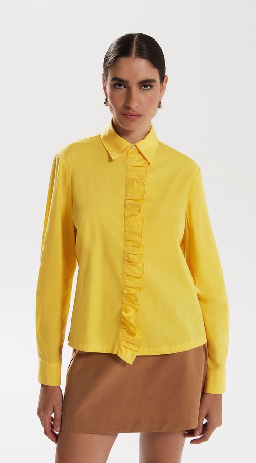 Camisa Iódice Manga Longa Com Babado Amarelo