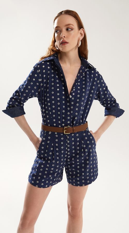 Shorts Iódice Linha A Com Pregas Jeans