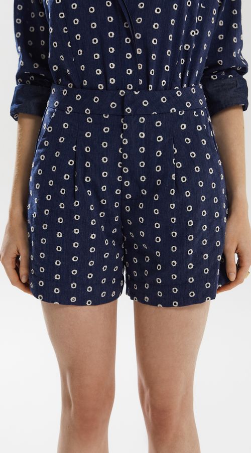 Shorts Iódice Linha A Com Pregas Jeans