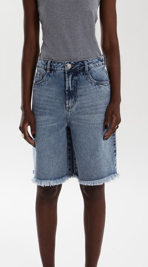 Bermuda Iódice Five Pockets Barra A Fio Jeans