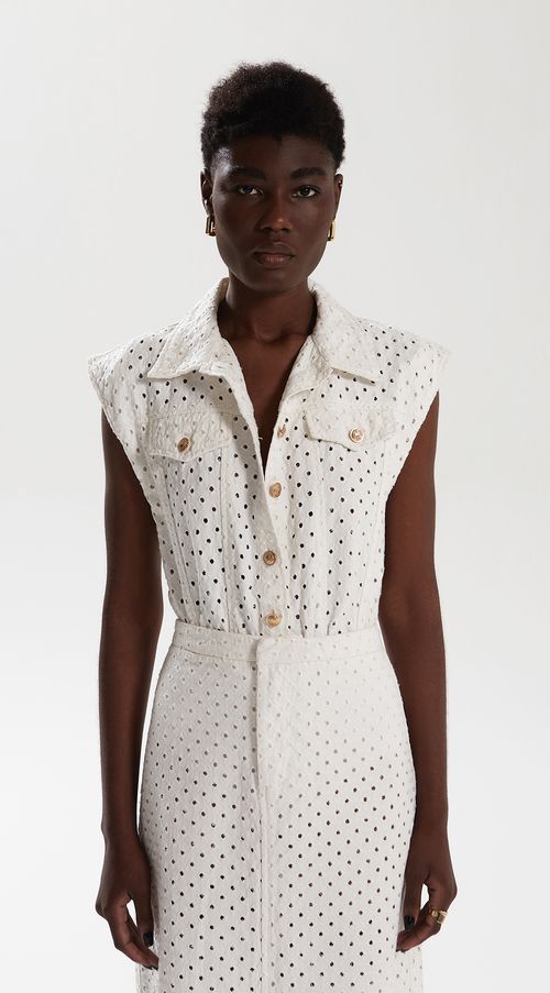 Body Iódice Gola Camisa Cavado Com Recortes Off White