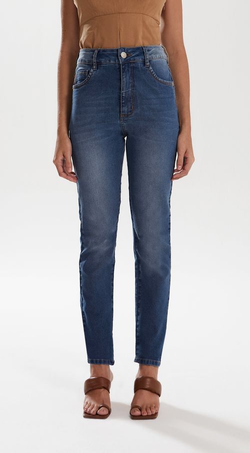 Calca Iódice Skinny Cós Alto Detalhe Bolso Jeans