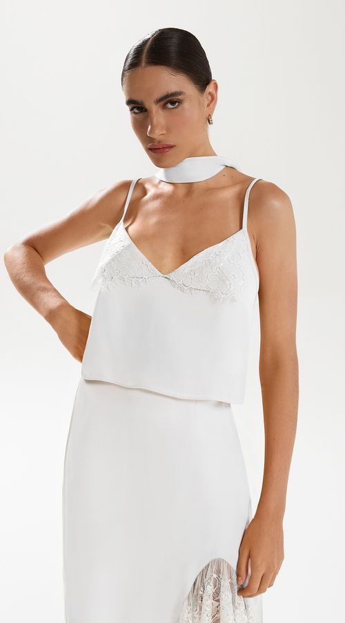 Regata Iódice Decote V Com Sóbreposicao Off White