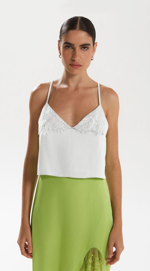 Regata Iódice Decote V Com Sóbreposicao Off White