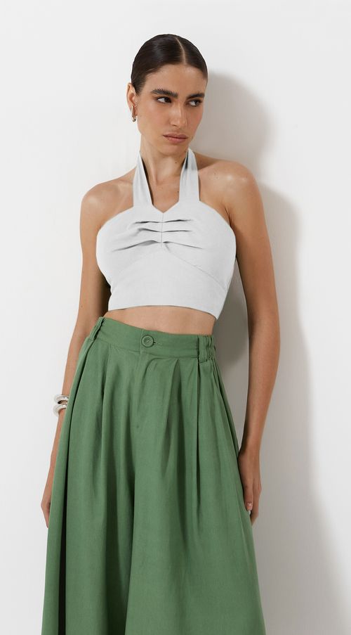 Top Iódice Justo Alça Com Franzido Off White