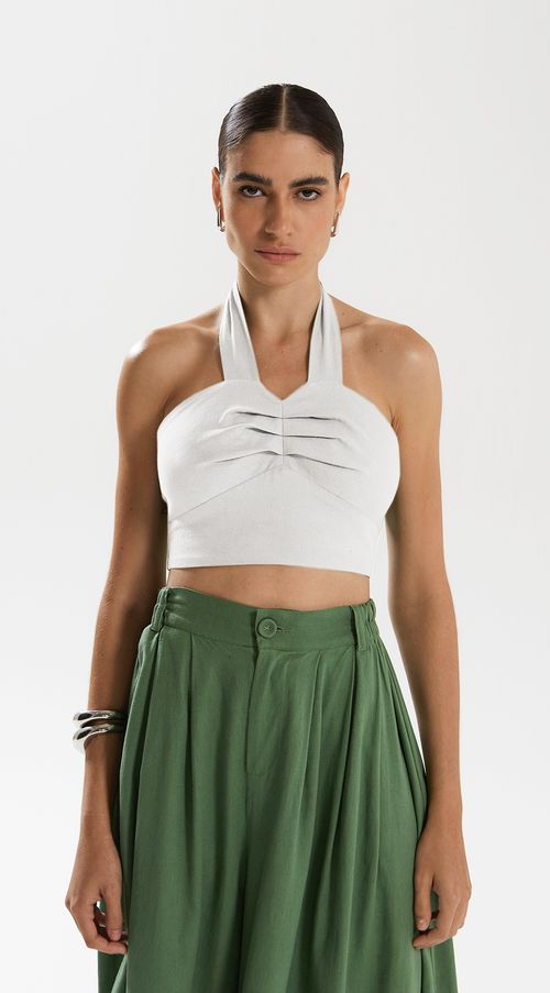 Top Iódice Justo Alça Com Franzido Off White