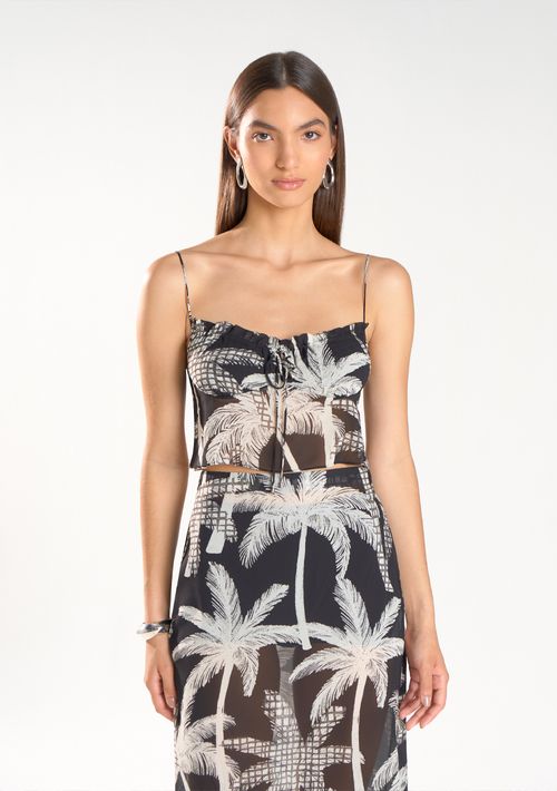 Blusa Iódice Decote Coração Alça Amarração Frente Preto