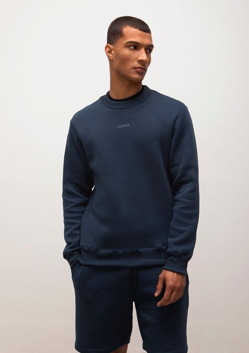 Blusa Careca Manga Longa Com Silk Azul Marinho