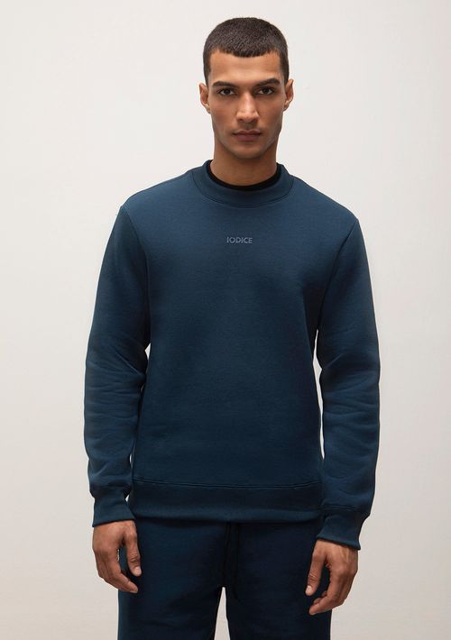 Blusa Careca Manga Longa Com Silk Azul Marinho