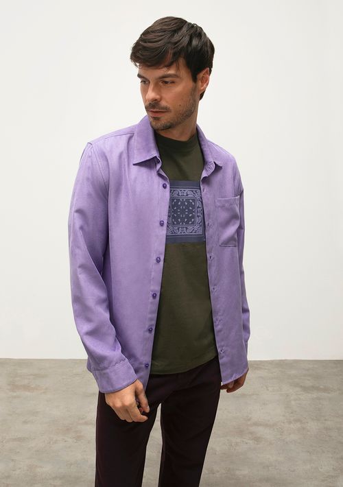 Camisa Manga Longa De Cotele Lilas