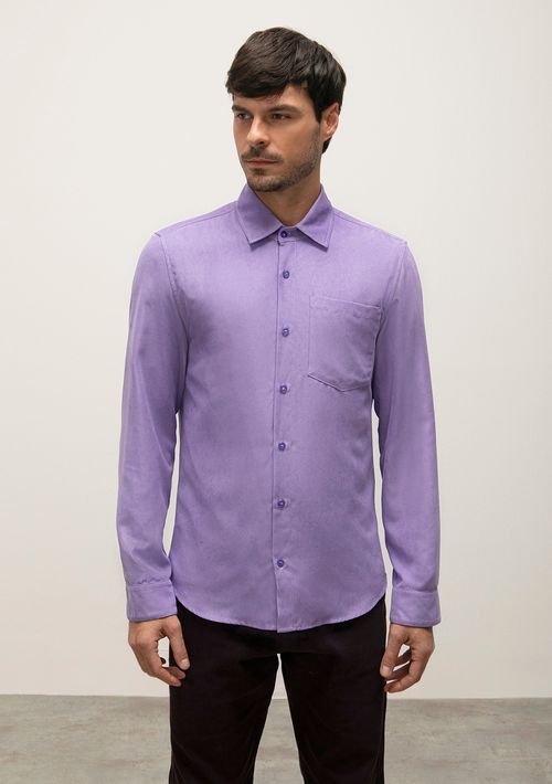 Camisa Manga Longa De Cotele Lilas