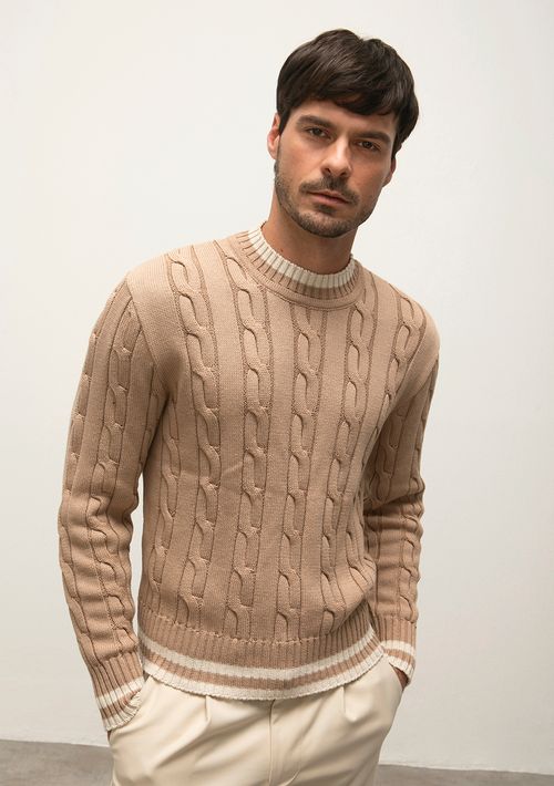 Blusa Careca Manga Longa Tricôt Bege