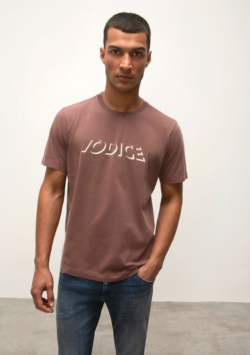 Camiseta Reta Careca Estampa Frente Logo Marca Marrom