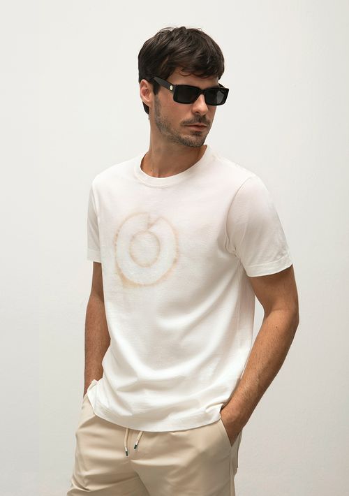 Camiseta Reta Careca Com Silk Abertura Lateral Off White