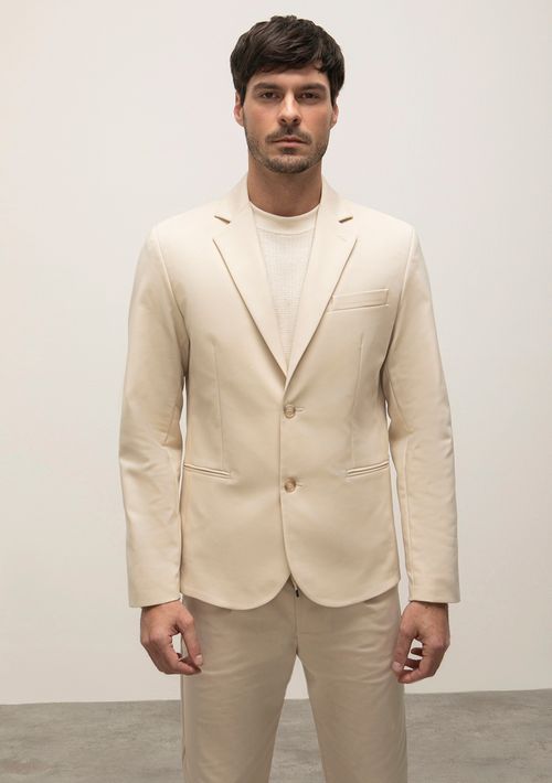 Blazer Detalhe Botão Confort Bege