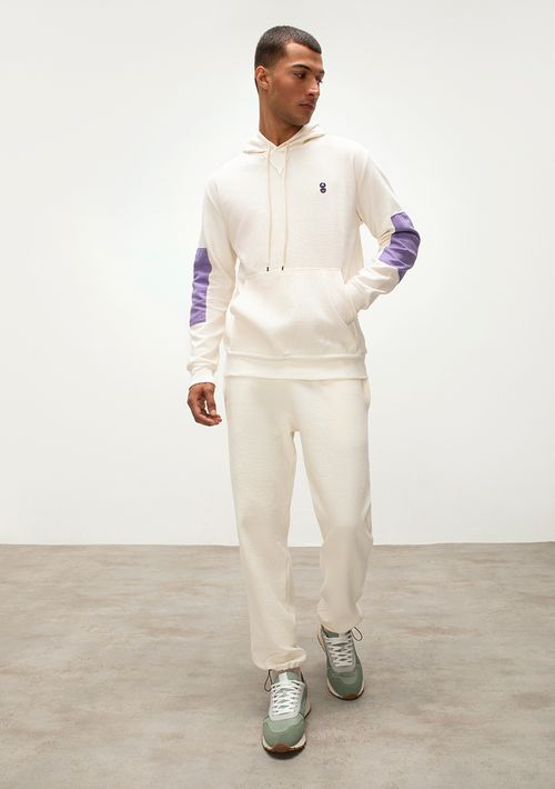 Calca Jogger Cós Elástico Com Nervuras Off White