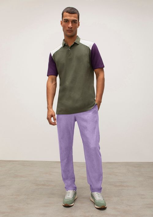 Calca Reta Cós Elástico Detalhe Bolso Lilas