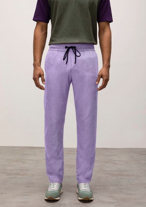 Calca Reta Cós Elástico Detalhe Bolso Lilas