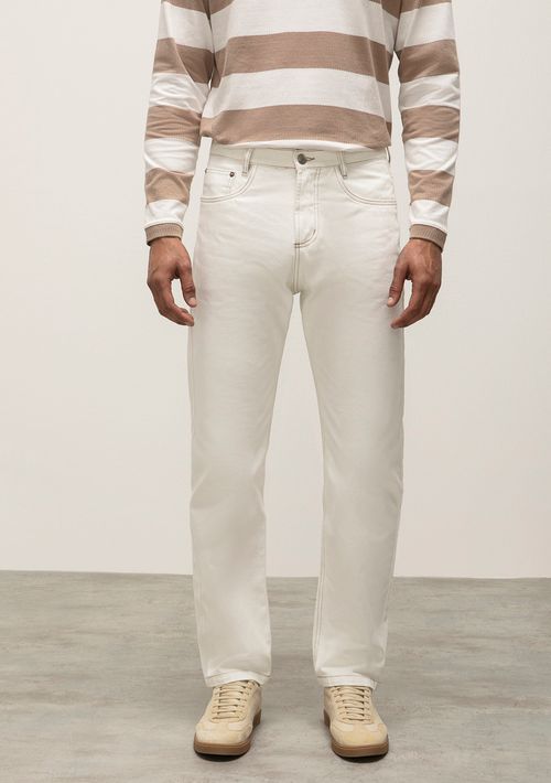 Calca Reta Cós Intermediário Bolso Relogio Off White