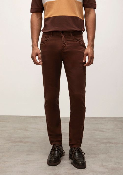 Calca Slim Cós Intermediário Color Marrom