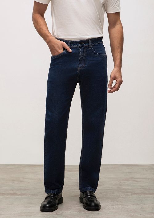 Calca Reta Cós Intermediário Detalhe Cós Jeans