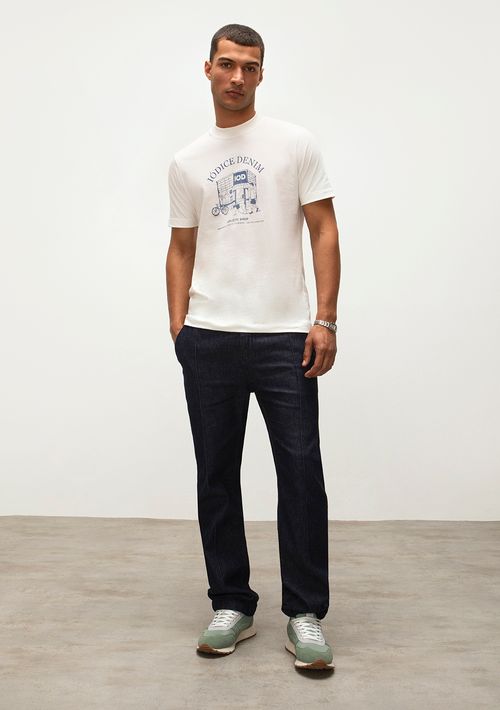 Calca Jogger Cós Intermediário Com Elástico Jeans