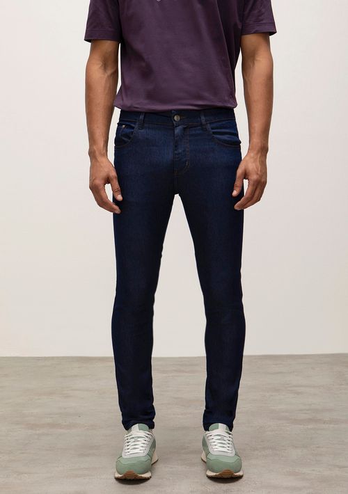 Calca Skinny Cós Baixo Detalhe Bolso Relogio Jeans
