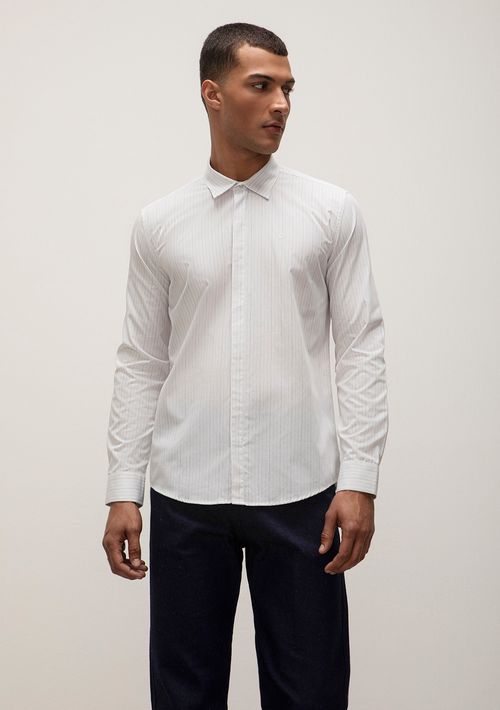 Camisa Manga Longa Com Bordado Branco