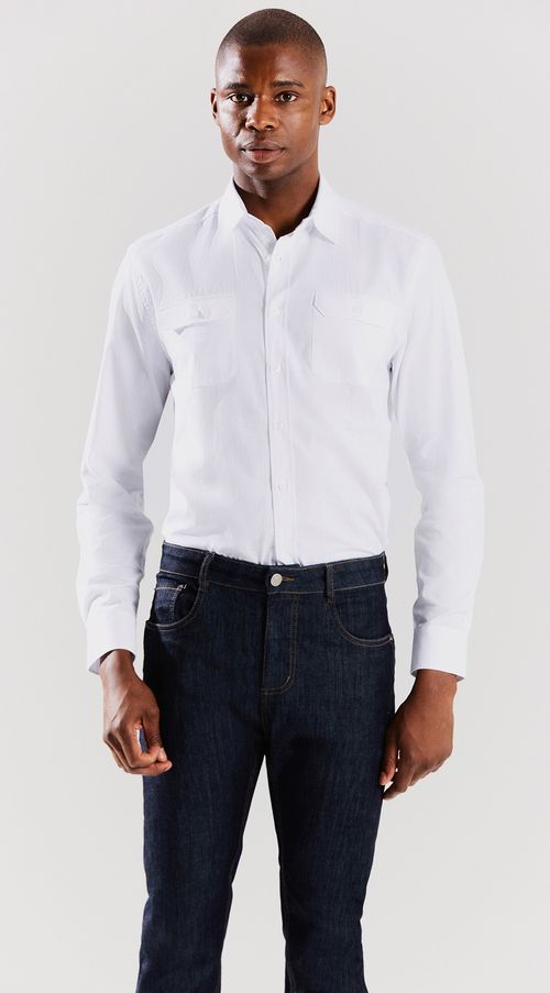 Camisa Manga Longa Com Bolso Branco