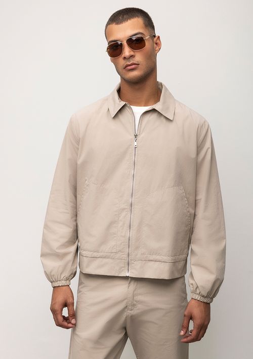 Jaqueta Regular Detalhe Gola Bege