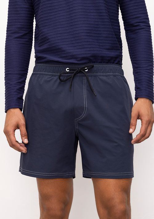 Shorts Reto Etiqueta De Borracha Dagua Azul Marinho