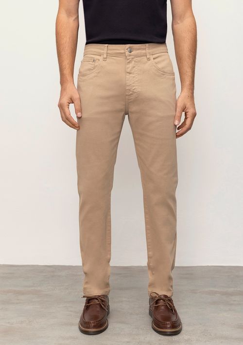 Calça Slim Cós Intermediário Color Bege