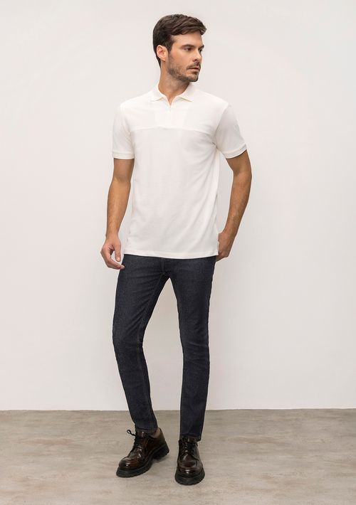 Calça Skinny Cós Baixo Detalhe Pala Jeans