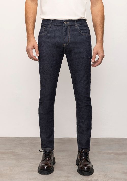 Calça Skinny Cós Baixo Detalhe Pala Jeans