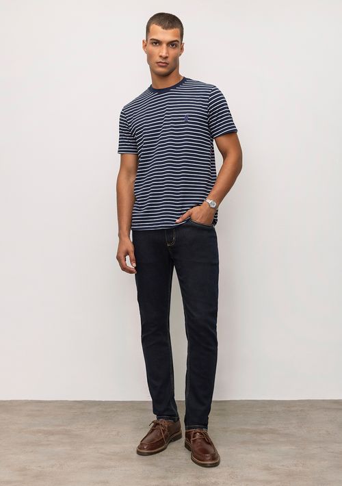 Calça Slim Cós Intermediário Bolso Relogio Jeans