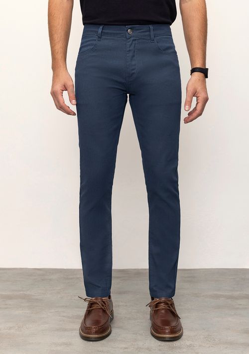 Calça Skinny Cós Baixo Com Pregas Jeans