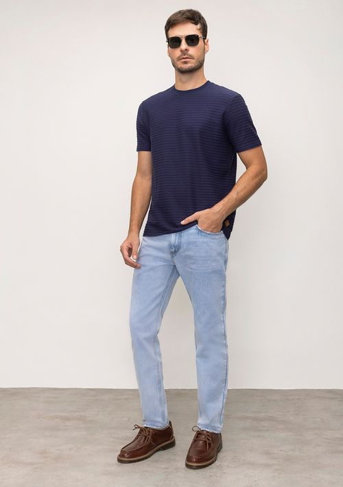 Calça Slim Cós Intermediário Bolso Relogio Jeans