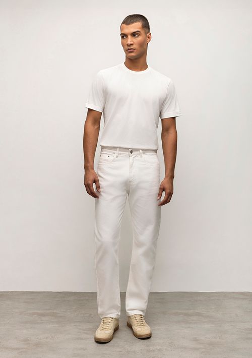 Calça Reta Cós Intermediário Bolso Relogio Off White