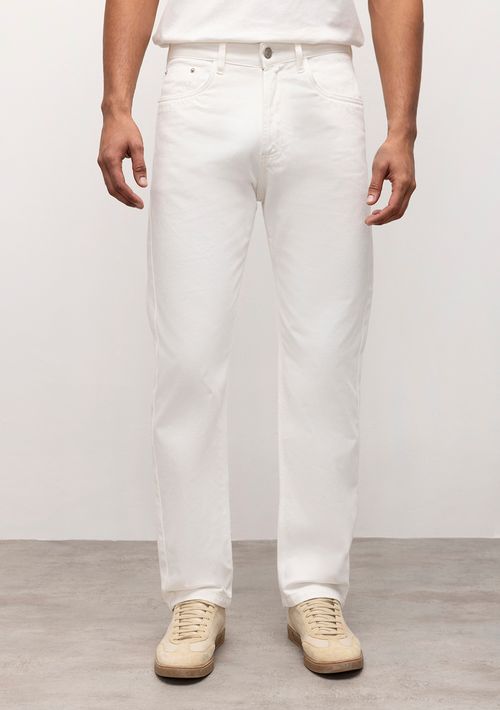 Calça Reta Cós Intermediário Bolso Relogio Off White