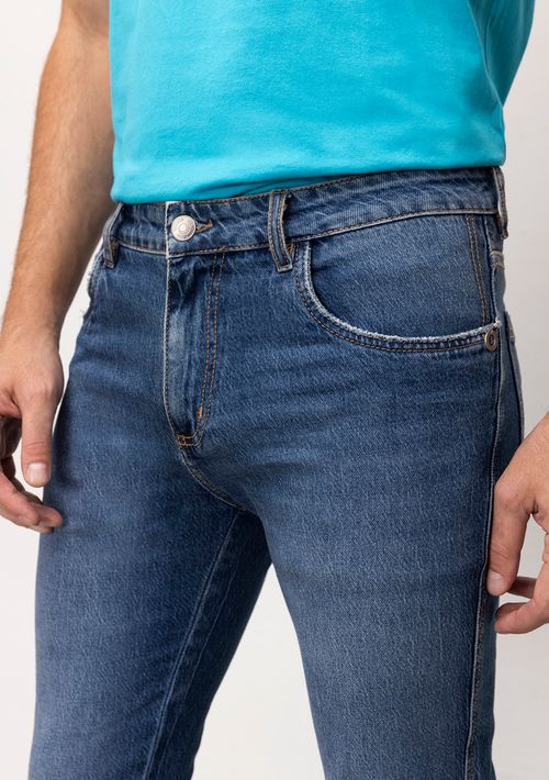 Calça Skinny Cós Baixo Bolso Relogio Jeans