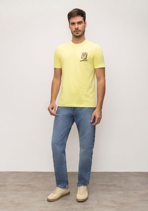 Calça Reta Cós Intermediário Bolso Relogio Jeans