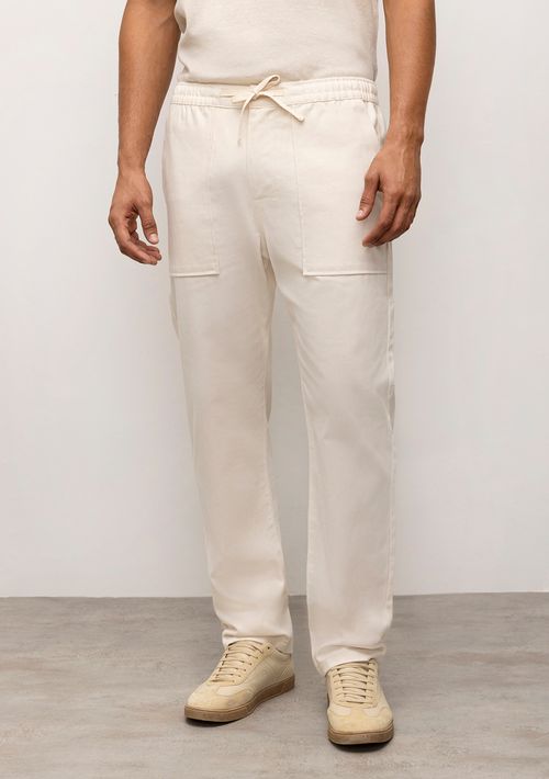 Calça Reta Cós Intermediário Com Elástico Off White